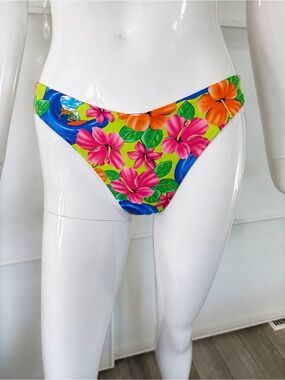💦 FRANKIES BIKINIS NWT Neon Surfer Enzo High Rise Bottom Y2K Tropical Sz Medium
